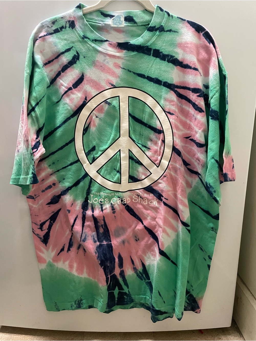 Joe's Crab Shack XXL Tie Dye Peace Sign T Shirt Peace Love Crabs Single Stitch